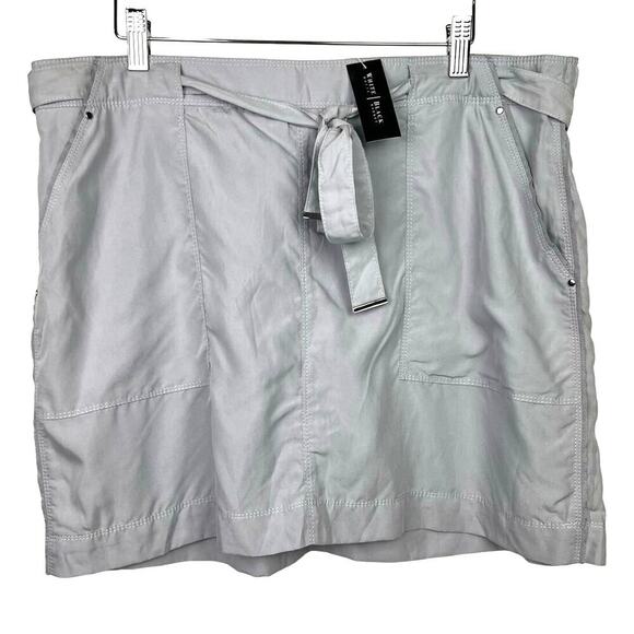 NEW WHITE HOUSE BLACK MARKET GRAY LINED Belted Silver Accents MODAL SKIRT 14 - Picture 2 of 11